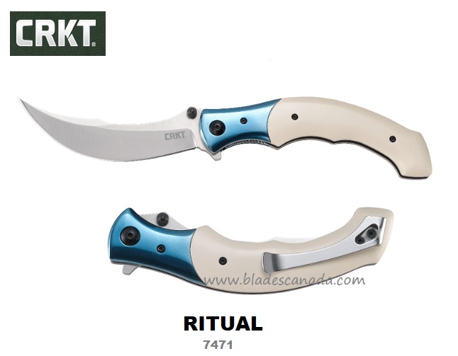 CRKT Ritual Flipper Folding Knife, Assisted Opening, 12C27 Sandvik, Micarta, CRKT7471